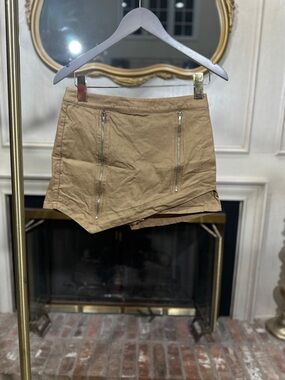 Le Lis Collection Skort M Tan Khaki Moto Asymmetric Utility
